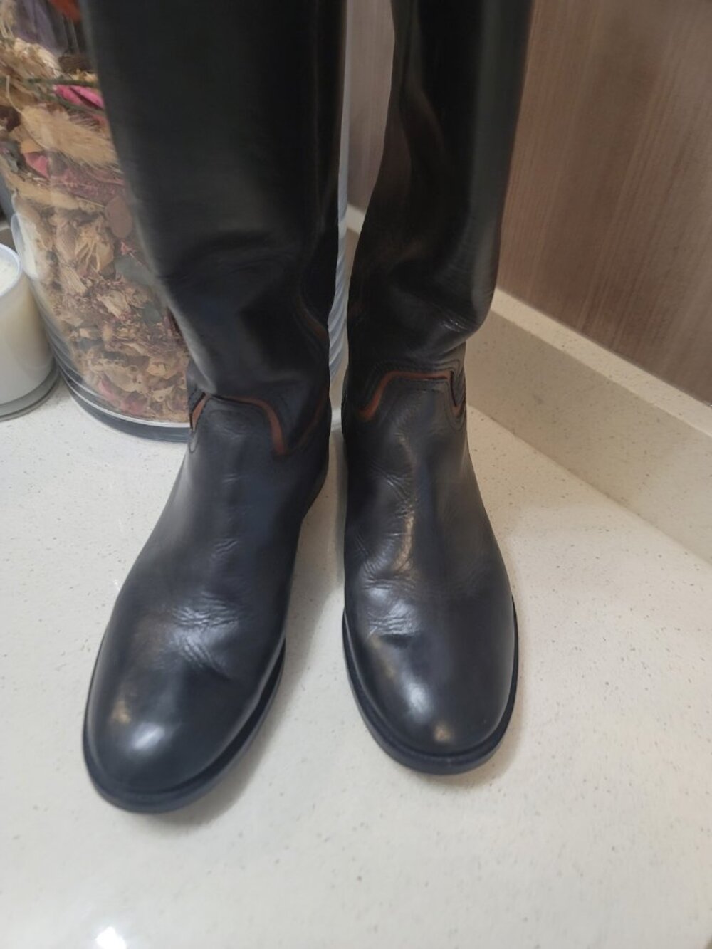 Tory Burch Juliet Riding Leather Riding Boots Black Sz 5.5 M - Picture 3 of 11